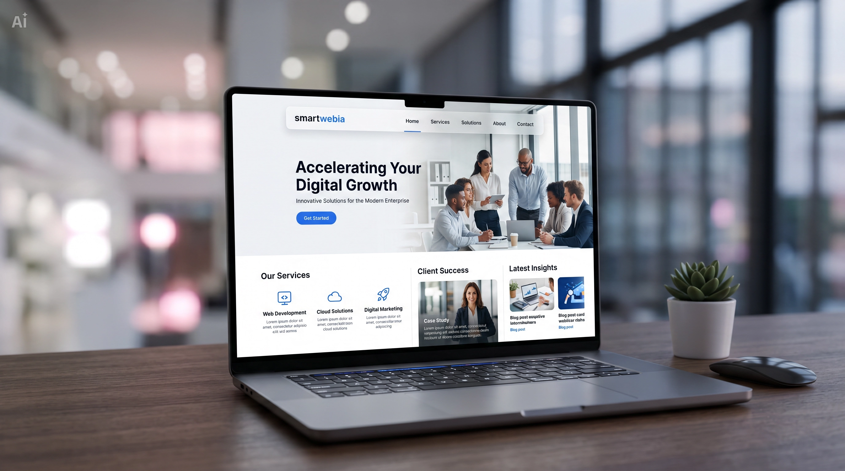 Diseño de landing page corporativa interactiva con alta velocidad de carga, optimizada por smartwebia para SEO